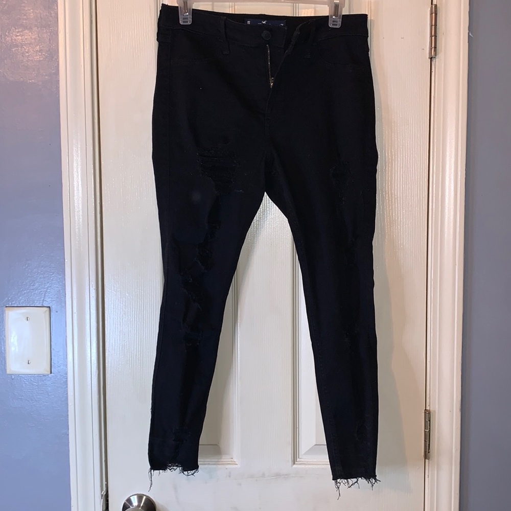✨WOMEN’S BLACK HOLLISTER HIGH-RISE CROP JEANS LEGGINGS ✨